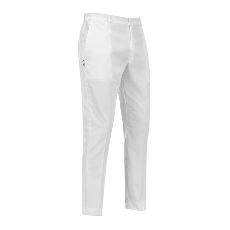 Egochef Slim Fit 3511 Unisex Παντελόνι Με Κουμπί & Φερμουάρ Λευκό 001A 001A