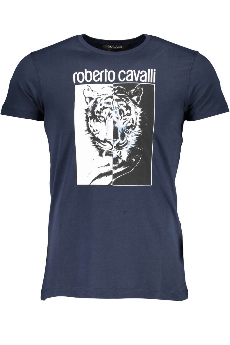 ROBERTO CAVALLI HST66F Ανδρικό μπλουζάκι λαιμόκοψη Κοντό Μανίκι HST66F_04926  BL