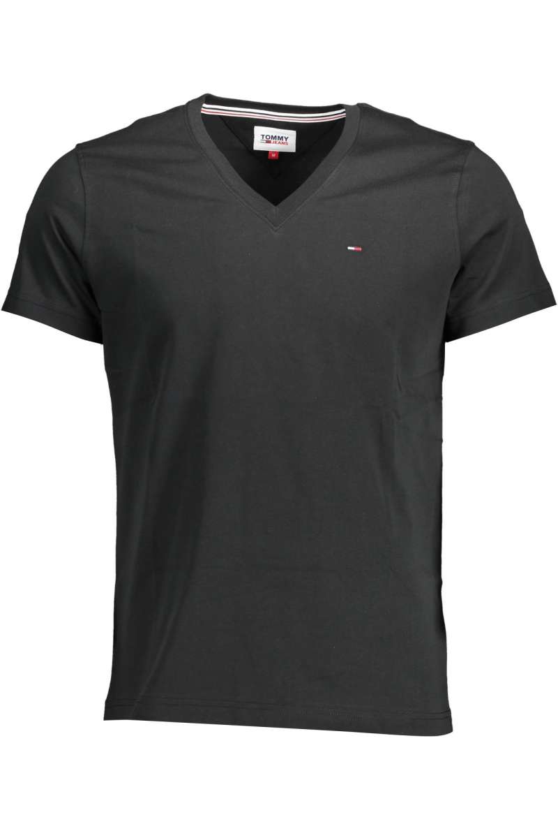 TOMMY HILFIGER Ανδρικό μπλουζάκι με λαιμόκοψη V DM0DM04410 Μαύρο 078