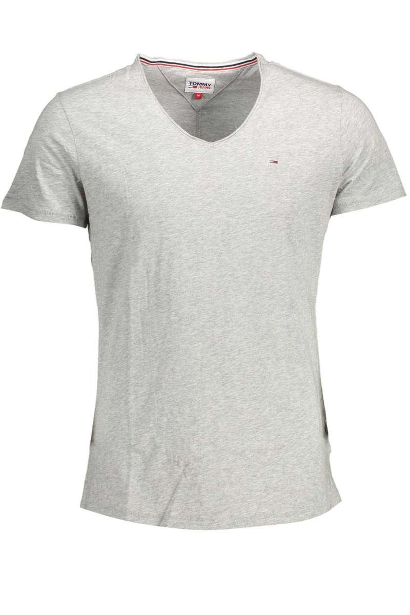 TOMMY HILFIGER Ανδρικό μπλουζάκι με λαιμόκοψη V κοντό μανίκι DM0DM09587 Γκρι P01