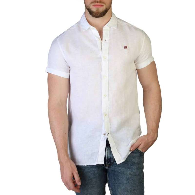 Napapijri Ανδρικό πουκάμισο κοντό μανίκι NP0A4F82 Λευκό 002