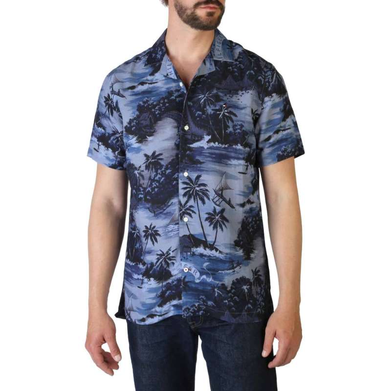 Tommy Hilfiger Ανδρικό πουκάμισο κοντό μανίκι MW0MW17567  Μπλε 0GY