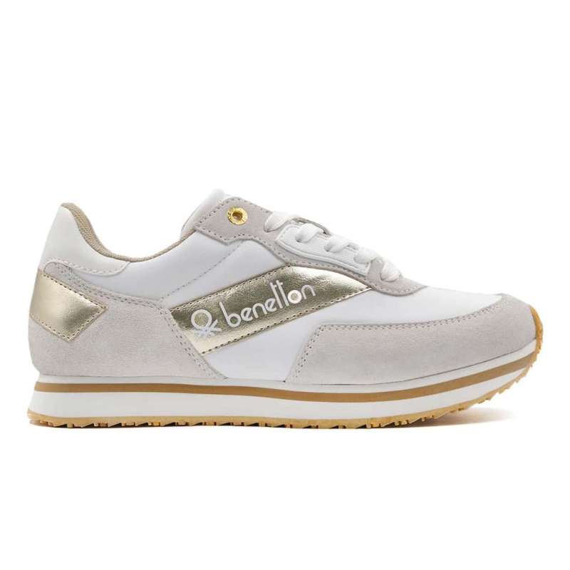 BENETTON Γυναικεία αθλητικά παπούτσια GLOVE-METAL  White BTW223112-1090--White