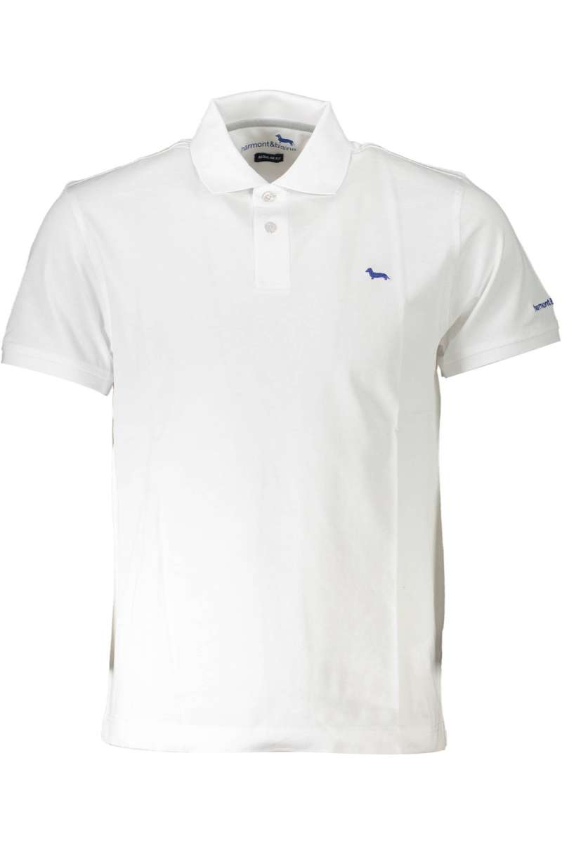 HARMONT & BLAINE Ανδρικό πόλο μπλουζάκι κοντό μανίκι λευκό LRJ030 021148_100