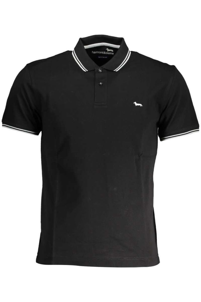 HARMONT & BLAINE Ανδρικό πόλο μπλουζάκι κοντό μανίκι μαύρο LNJ010 021148_999