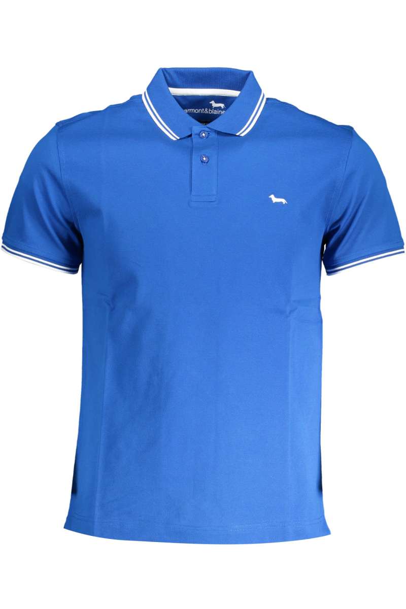 HARMONT & BLAINE Ανδρικό πόλο μπλουζάκι κοντό μανίκι μπλε LNJ010 021148_816