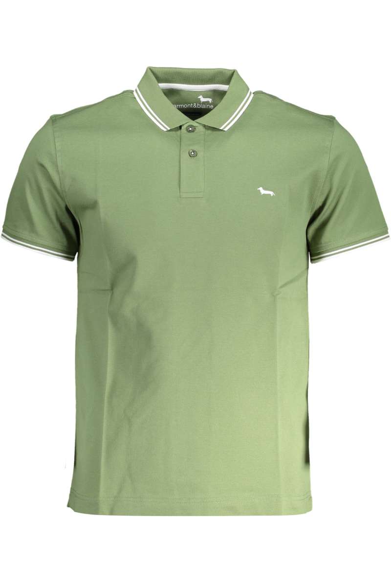 HARMONT & BLAINE Ανδρικό πόλο μπλουζάκι κοντό μανίκι πράσινο LNJ010 021148_630